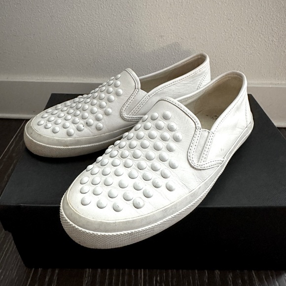 Coach Chrissy Rivets White Napa Leather Canvas Slip-on / US 7.5M - Picture 2 of 4